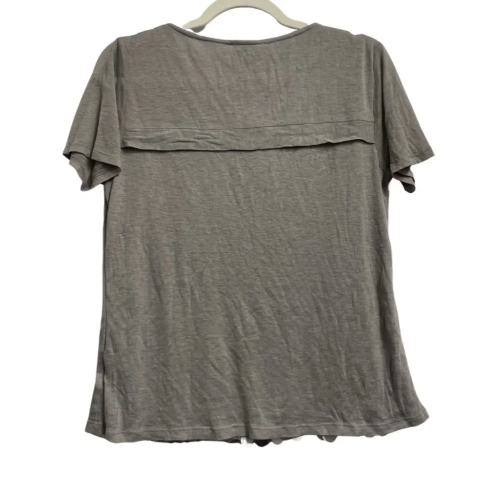 Worthington size medium gray short sleeve blouse with sequins - Picture 2 of 6
